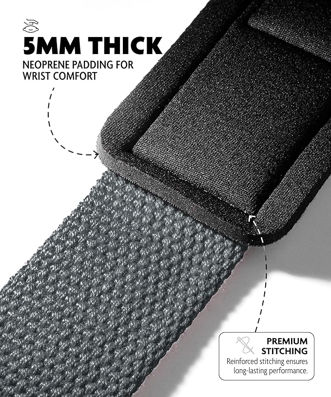 DMoose Fitness Lifting Straps 24" (Pair) - 5mm Padded Durable Wrist Straps for Weightlifting & Powerlifting - Cotton Lifting Strap with Silicone Grip for Men & Women - Deadlift Strap for Gym Workout