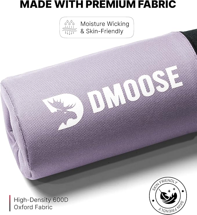 DMoose Fitness Barbell Pad for Hip Thrust, Squat & Lunges - Non-Slip Thick Foam Cushion for Neck and Back Support with Two Straps - Hip Thrust Pad for Leg Day - Fits All Olympic Bars and Smith Machine