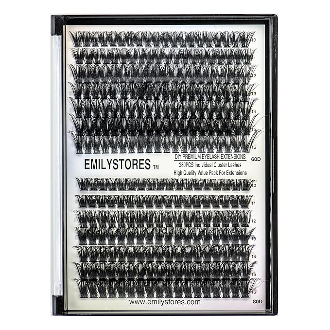 Lashes Extension Kit DIY 280pcs Lash Clusters Eyelash Extension Kit, 10-16mm Mix Sizes 40D D Curl Individual Lashes Kit for DIY Eyelashes (40D)