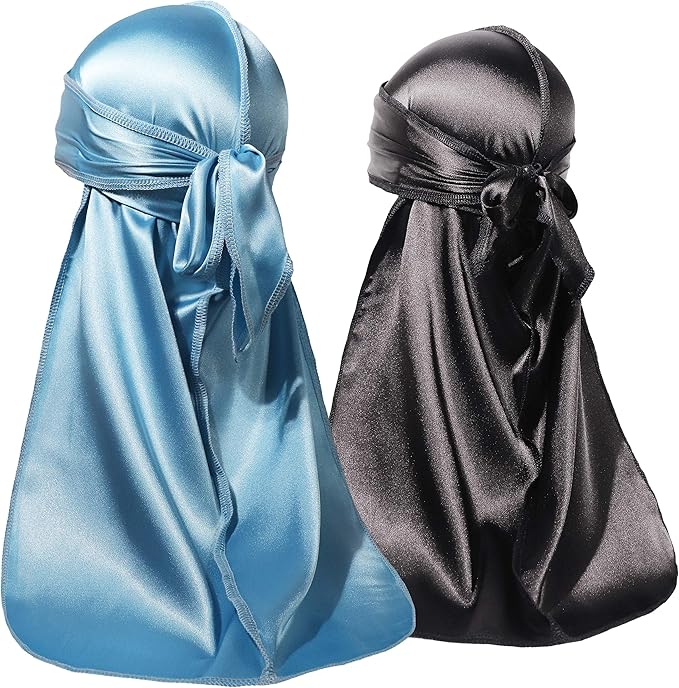 ForceWave 2 Pieces Silky Durag Pack for Men Women Waves, Premium Satin Deluxe Du-rag