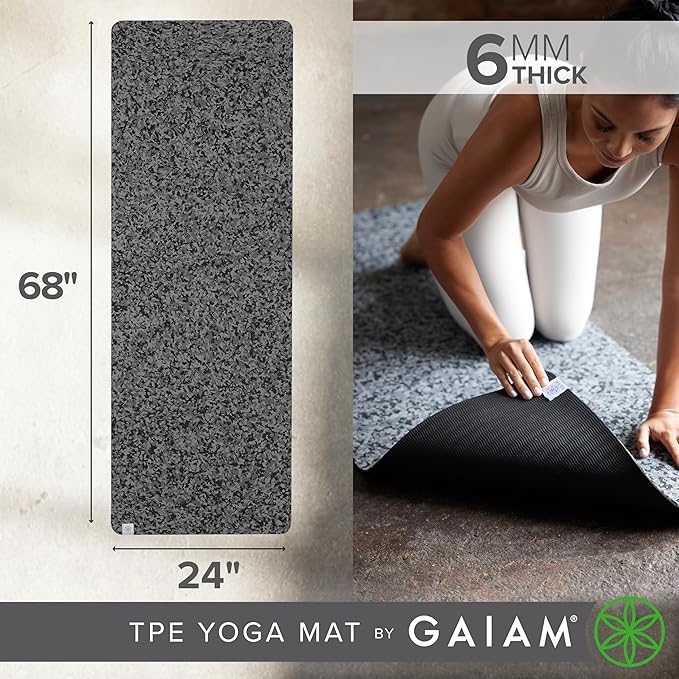 Gaiam Yoga Mat Performance TPE Exercise & Fitness Mat for All Types of Yoga, Pilates & Floor Exercises