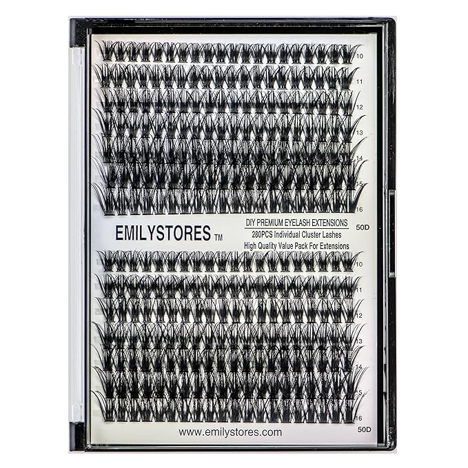 Lashes Extension Kit DIY 280pcs Lash Clusters Eyelash Extension Kit, 10-16mm Mix Sizes 80D Curl Individual Lashes Kit for DIY Eyelashes (80D)