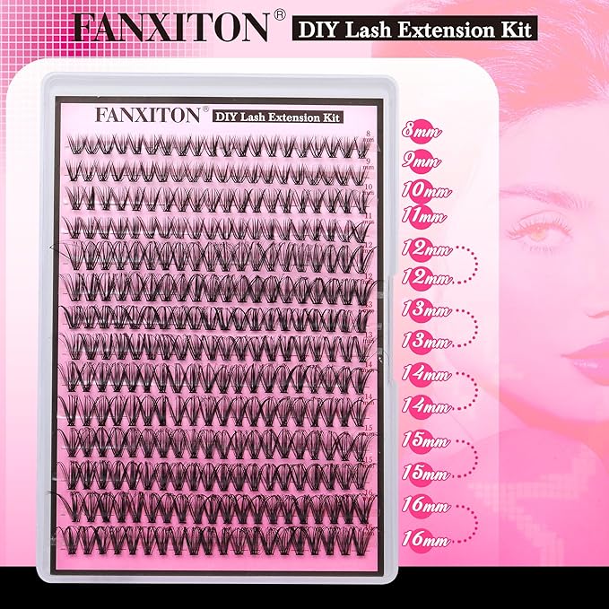 FANXITON Lash Clusters 280 Pcs Wispy Lash Clusters D 8-16 MM Natural Eyelash Clusters 30D Individual Eyelash DIY Lash Extensions at Home (30D)