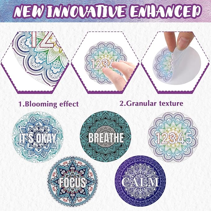 Crtiin 50 Pieces Anxiety Sensory Stickers for Anxiety Relief Items Mental Health Stickers Fidget Textured Strips for Office Desk Relieve Adult Stress