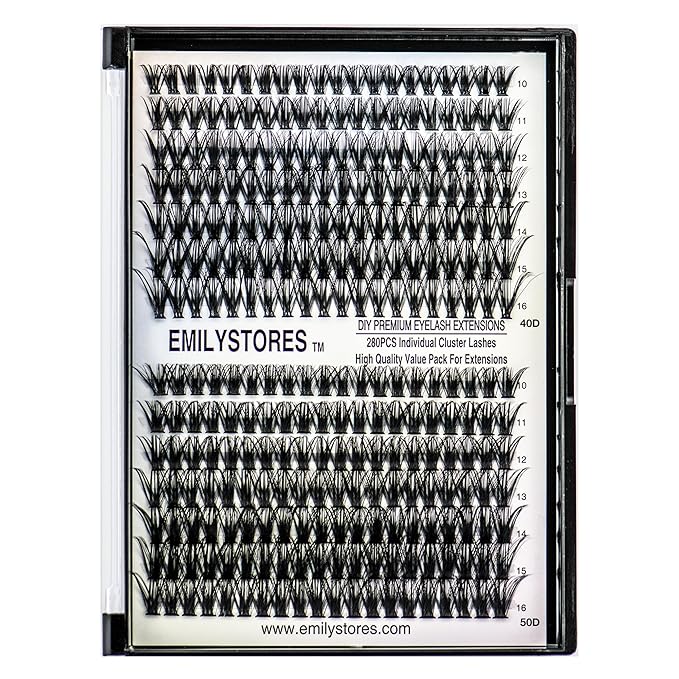 Lashes Extension Kit DIY 280pcs Lash Clusters Eyelash Extension Kit, 10-16mm Mix Sizes 80D Curl Individual Lashes Kit for DIY Eyelashes (80D)