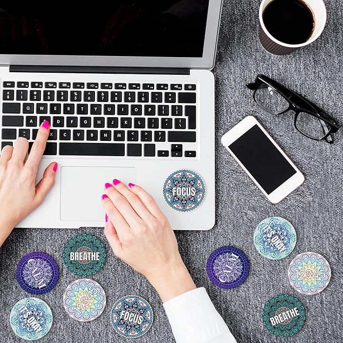 Crtiin 50 Pieces Anxiety Sensory Stickers for Anxiety Relief Items Mental Health Stickers Fidget Textured Strips for Office Desk Relieve Adult Stress