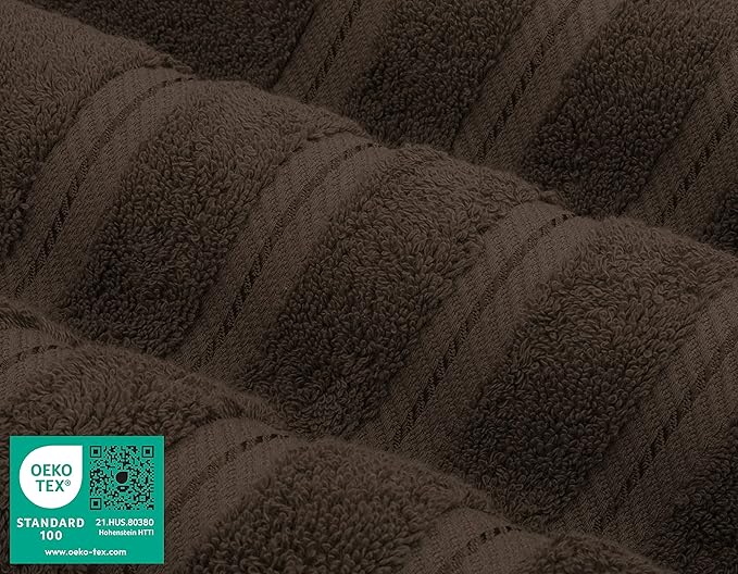 American Soft Linen Luxury 6 Piece Towel Set, 2 Bath Towels 2 Hand Towel 2 Washcloths, 600 GSM 100% Cotton Turkish Towels for Bathroom, Brown Towel Sets