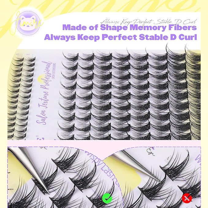 JIMIRE Lash Clusters Wispy Eyelash Clusters 10-16MM CC Curly Manga Cluster Eyelash Extensions with Bottom Lashes Anime Lash Extensions for Beginners 136Pcs Individual Lashes DIY at Home