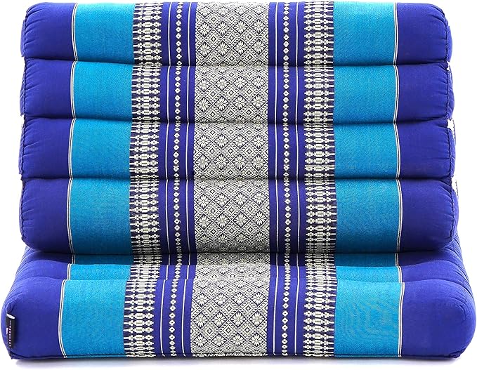 Leewadee 1-Fold Mat with Triangle Cushion – Comfortable TV Pillow, Foldable Mattress with Cushion Made of Eco-Friendly Kapok, 30 x 20 inches, Blue