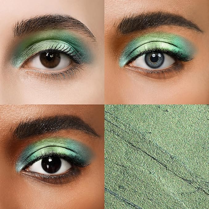 Cream Waterproof Hypoallergenic Eyeshadow Stick, long wear Metallic Glitter Matte Eye Shadow Pencil With Makeup Brush, Eye Brightener, 47 Emerald Metallic