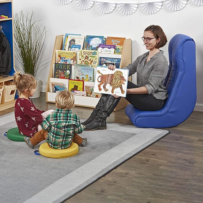 Factory Direct Partners Soft Tufted Floor Rocker - Cushioned Ground Chair for Kids Teens and Adults - Great for Reading, Gaming, Meditating, TV - Blue, 10488-BL