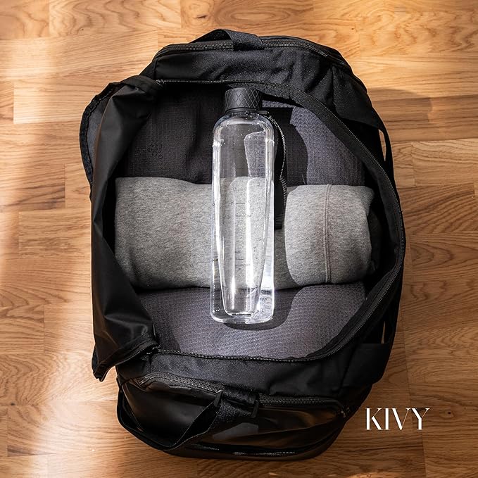 KIVY Tritan Water Bottle 2nd Generation (Black Clear, 32oz)