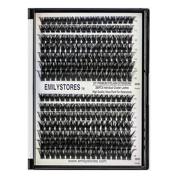 Lashes Extension Kit DIY 280pcs Lash Clusters Eyelash Extension Kit, 10-16mm Mix Sizes 30D D Curl Individual Lashes Kit for DIY Eyelashes (30D)