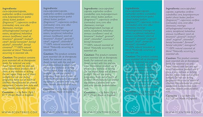 Scentered Aromatherapy Balm Stick Gift Set with Travel Pouch - Sleep, Focus, Stress-Relief, Mood Boost & Calm - 100% Natural Essential Oil Blends: Lavender, Chamomile, Rosemary, Cedarwood, Ylang Ylang