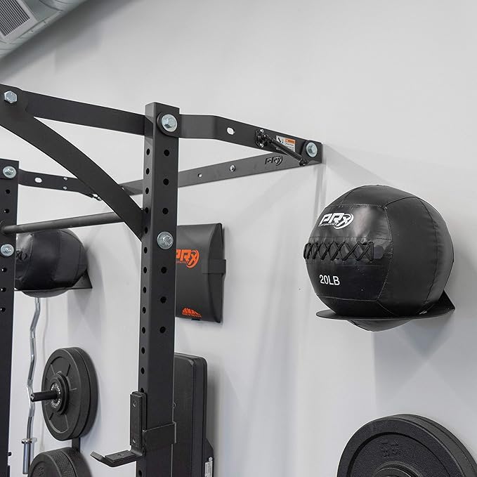PRx Performance Medicine Ball Storage, USA Made Exercise Ball Holder, Wall Mounted, Powder Coated, Space Saving Home Garage or Commercial Gym Accessory, 9 inch Hole Diameter