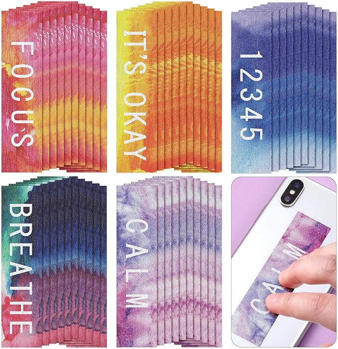 Crtiin 50 Pieces Anxiety Sensory Stickers for Anxiety Relief Items Mental Health Stickers Fidget Textured Strips for Office Classroom Desk Relieve Adult Stress(Classic Style)
