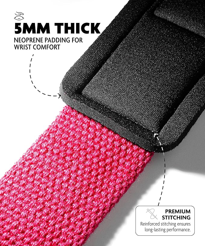 DMoose Fitness Lifting Straps 24" (Pair) - 5mm Padded Durable Wrist Straps for Weightlifting & Powerlifting - Cotton Lifting Strap with Silicone Grip for Men & Women - Deadlift Strap for Gym Workout