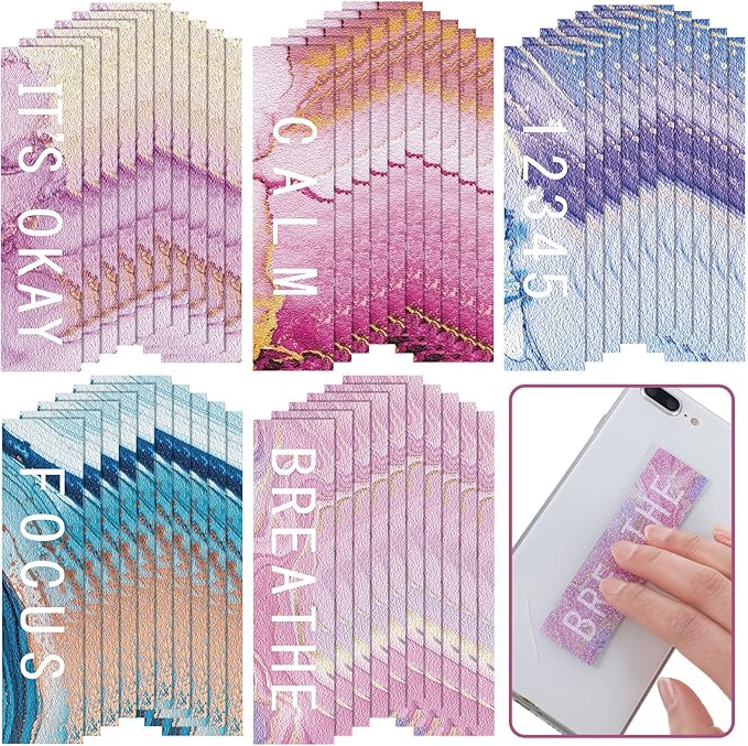 Crtiin 50 Pieces Anxiety Sensory Stickers for Anxiety Relief Items Mental Health Stickers Fidget Textured Strips for Office Classroom Desk Relieve Adult Stress(Mable Style)