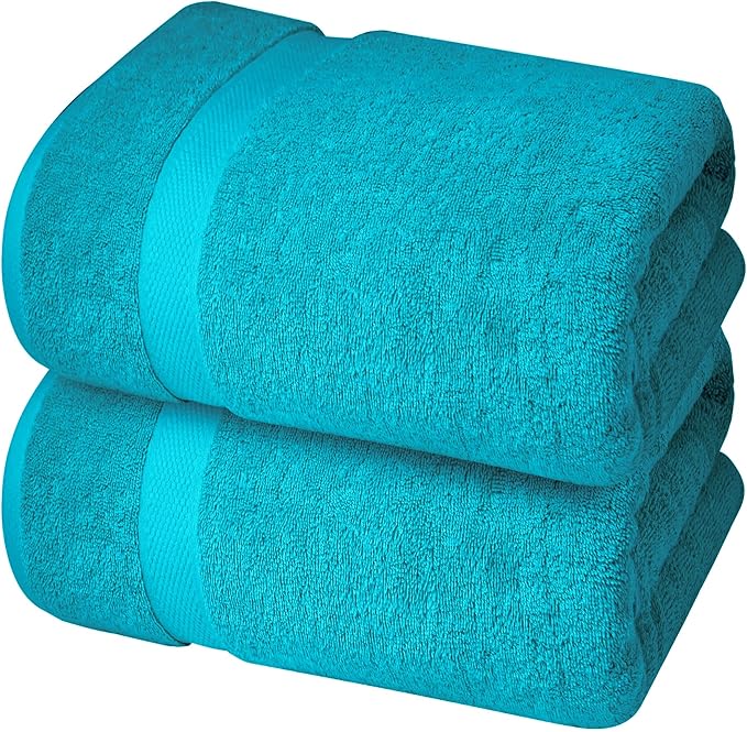 Infinitee Xclusives– Luxury Bath Sheets Towels – 2 Pack 600 GSM (35X70 Inches)– 100% Ring Spun Cotton Large Bath Towels for Bathroom (Serene Teal, Bath Sheet Pack of 2)