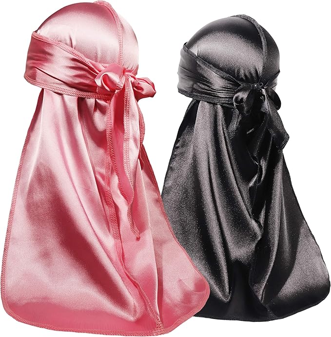 ForceWave 2 Pieces Silky Durag Pack for Men Women Waves, Premium Satin Deluxe Du-rag