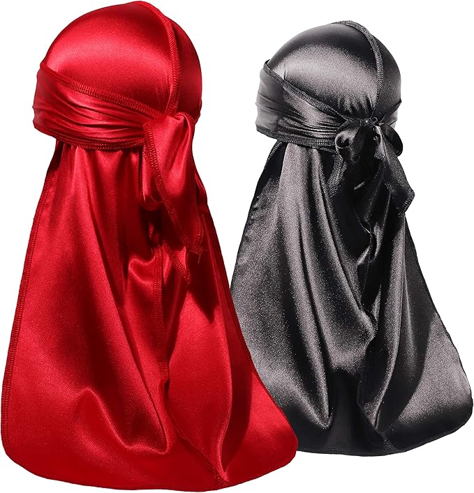 ForceWave 2 Pieces Silky Durag Pack for Men Women Waves, Premium Satin Deluxe Du-rag