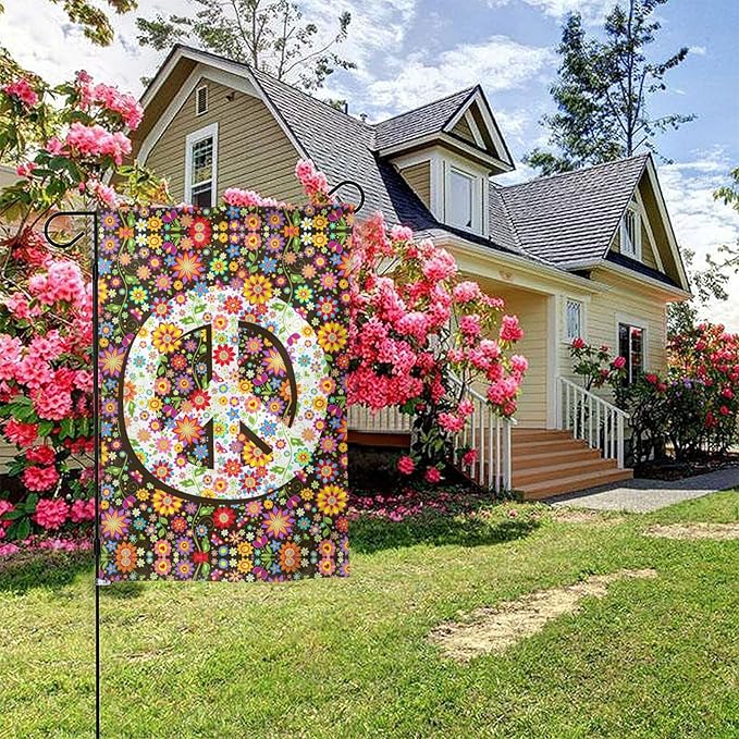 Flowers of Peace Garden Flag 12x18 In Double Sided Yard Flags Lawn Sign Decor No Flagstand