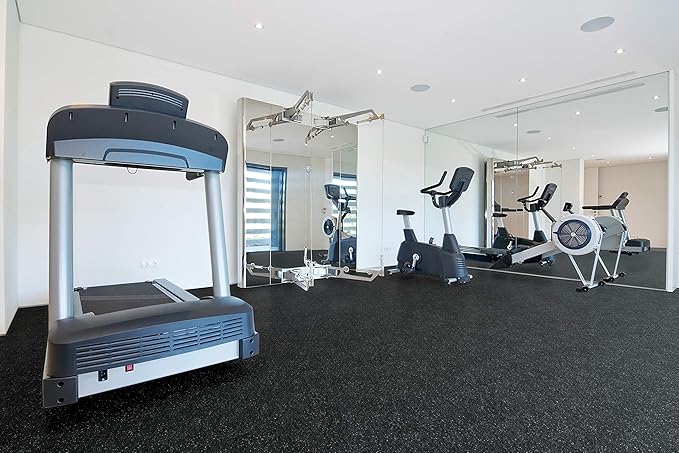 Playsafer Genaflex Lite Rubber 8mm Interlocking Tiles for Gym Flooring, Exercise Equipment, Exercise Areas - 20" X 20"