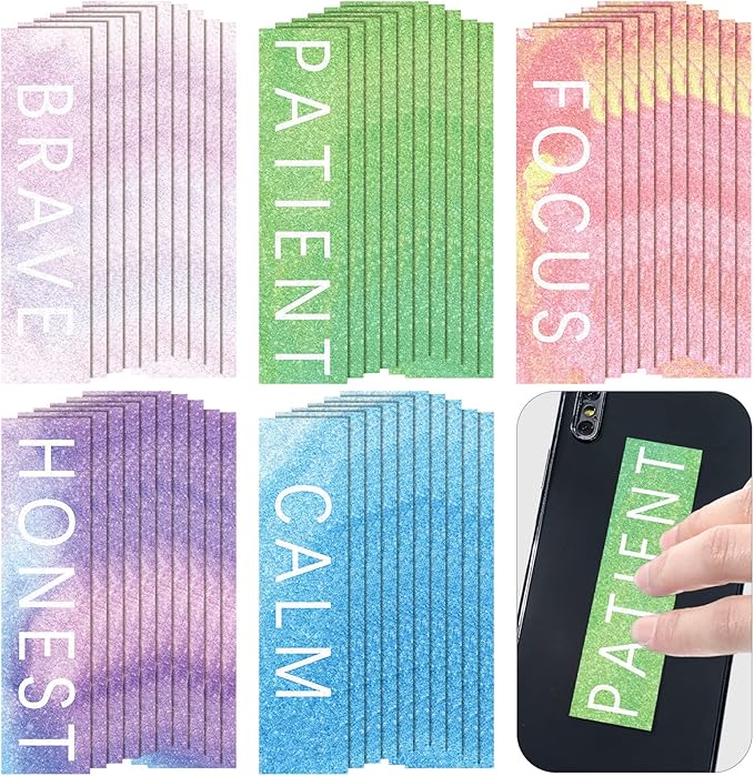Crtiin 50 Pieces Anxiety Sensory Stickers for Anxiety Relief Items Mental Health Stickers Fidget Textured Strips for Office Classroom Desk Relieve Adult Stress(Sweet Style)