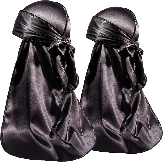 ForceWave 2 Pieces Silky Durag Pack for Men Women Waves, Premium Satin Deluxe Du-rag