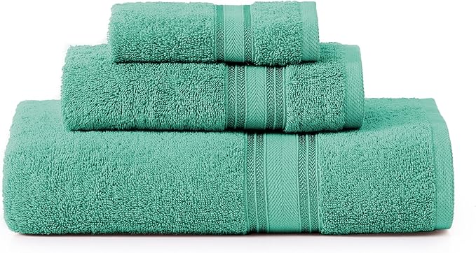 LANE LINEN Luxury Bath Towels Set - 3 Piece Set, 100% Cotton Bathroom Towels, Zero Twist, Quick Shower Towels, Absorbent Towel, Super Soft, 1 Bath Towel, 1 Hand Towel, 1 Wash Cloths - Teal