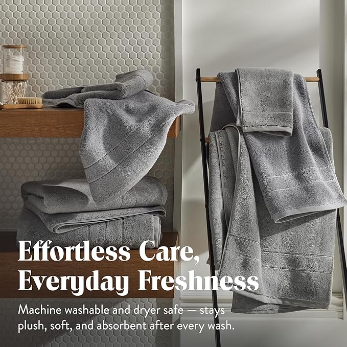 Brooklinen Super-Plush Turkish Cotton Bath Sheets Set - 2 Bath Sheets + 2 Hand Towels Cotton, 820 GSM, Highly Absorbent, Machine Washable, Perfect for Home & Bathroom (Smoke Grey)