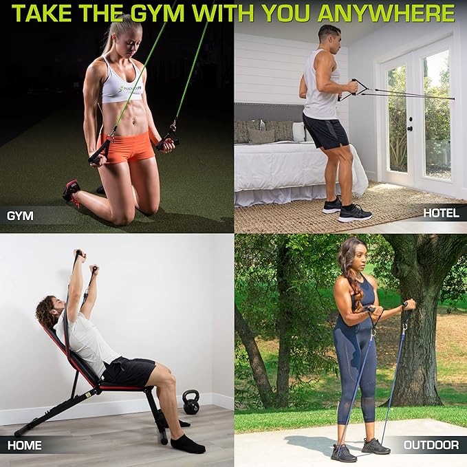 ProsourceFit Single Stackable Resistance Bands with Door Anchor and Exercise Guide, 8-12 LB, Heavy Duty Fitness Tube for Full-Body Exercises and Home Workouts