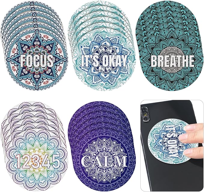 Crtiin 50 Pieces Anxiety Sensory Stickers for Anxiety Relief Items Mental Health Stickers Fidget Textured Strips for Office Desk Relieve Adult Stress