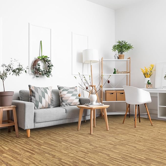Sorbus Wood Grain Floor Tiles Foam Mat EVA Interlocking Mats Tile 3/8-Inch Thick Flooring Wood Puzzle Exercise Mats w/Borders - Home Playroom Basement, Apartment, Trade Show, Baby, Dance