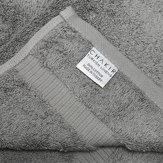 Chakir Turkish Linens 100% Cotton Premium Turkish Towels for Bathroom | 30'' x 60'' Large Bath Towels (4 Piece, Gray)