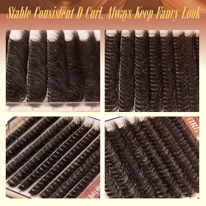 JIMIRE Brown Lash Extension Kit Natural Look Wispy Brown Lash Clusters Individual Lashes with Lash Bond and Seal Wsipy D Curl 10-18MM DIY Eyelash Extension Kit Fluffy Brown Cluster Lashes 180Pcs