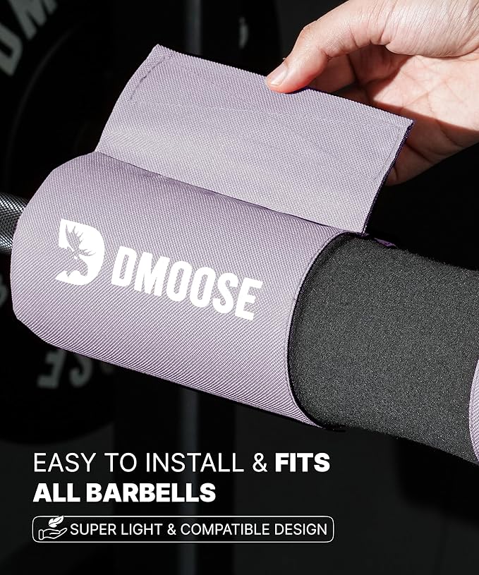 DMoose Fitness Barbell Pad for Hip Thrust, Squat & Lunges - Non-Slip Thick Foam Cushion for Neck and Back Support with Two Straps - Hip Thrust Pad for Leg Day - Fits All Olympic Bars and Smith Machine