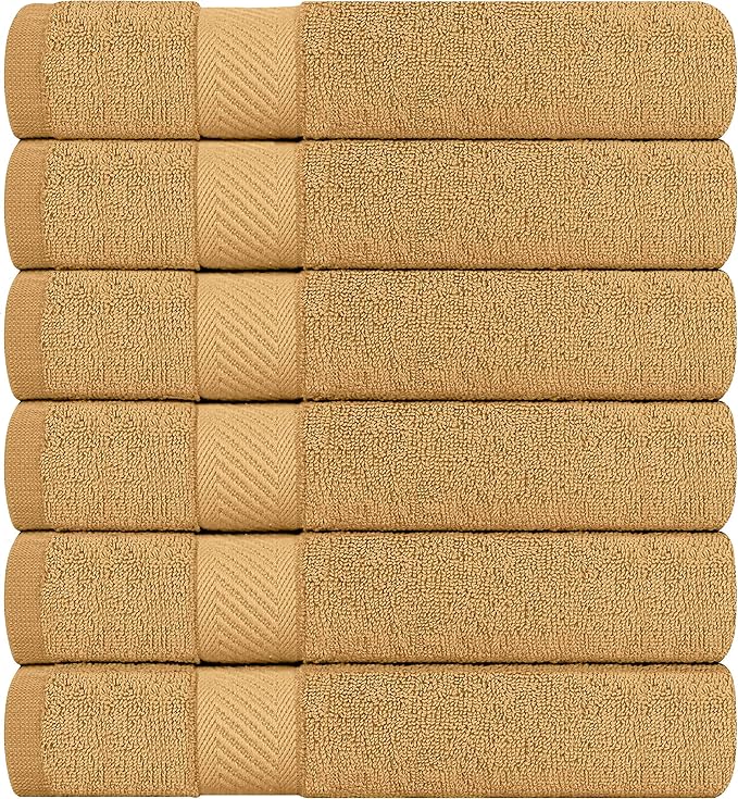 Utopia Towels 6 Pack Small Bath Towel Set, 22 by 44 Inches, 500 GSM 100% Ring Spun Cotton, Lightweight and Highly Absorbent Quick Drying Premium Towels for Hotel, Spa and Bathroom, Beige