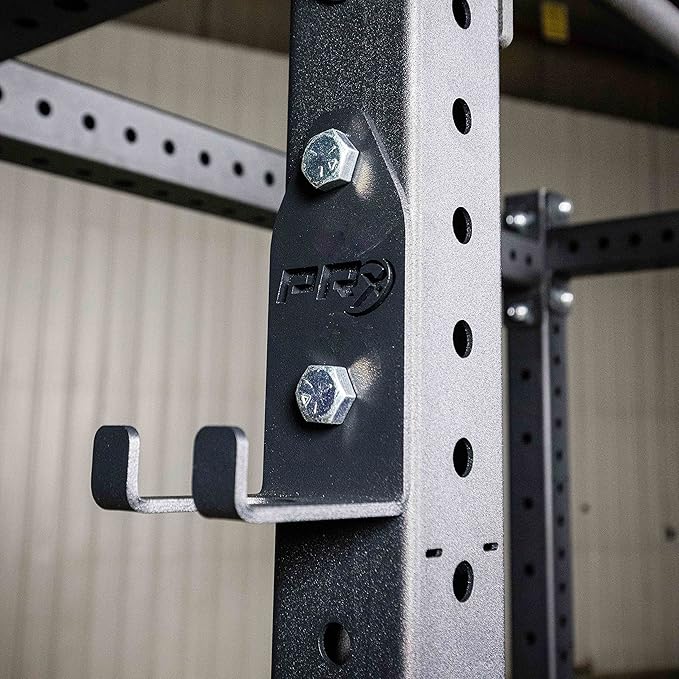 PRx Performance Squat Rack Mounted Olympic Barbell Storage Hanging USA Made Steel Barbell Holder for 3x3 Uprights with 5/8" Holes, Vertical Squat Rack Attachment