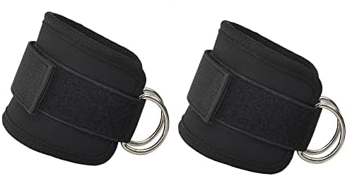 Fitness Ankle Straps for Cable Machines, 2 Pack Comfortable Adjustable Padded Ankle Wrist Cuffs, Kickback Glute Workouts for Men Women, D-Ring Leg Straps with Neoprene Padding