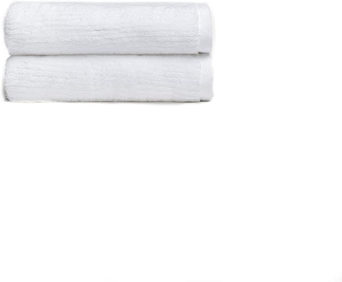 Cozy Earth Ribbed Hand Towel Set - 60% Cotton 40% Viscose from Bamboo Hand Towels - Soft & Absorbent Textured Ribbed Pattern - 2 Pack White