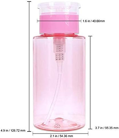 7oz Pink Push Down Pump Dispenser Empty Refillerble Bottle with Flip Top Cap - for Nail Polish, Travel, Cosmetics Packaging
