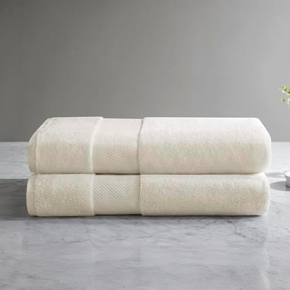 Madison Park Turkish Bath Towel Set 100% Cotton Bath Towel 600GSM Oversized Body Towel 2 Piece, Luxury Soft, Thick Spa Quality, Quick Dry Bathroom Towel, Jumble, 35" x 70", Natural