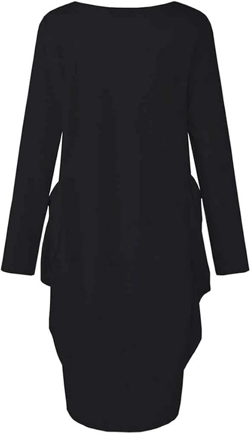Womens I'm Mostly Peace Love and Light and A Little Go Print Long Sleeve Loose Pocket Oversize Tunic Dress