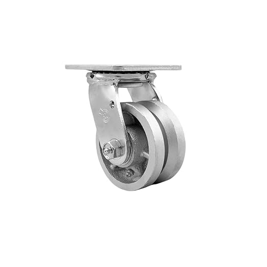 V Groove Semi Steel Cast Iron Swivel Top Plate Heavy Duty Caster with 4 Inch Wheel – 800 lbs. Capacity/Caster - Service Caster Brand