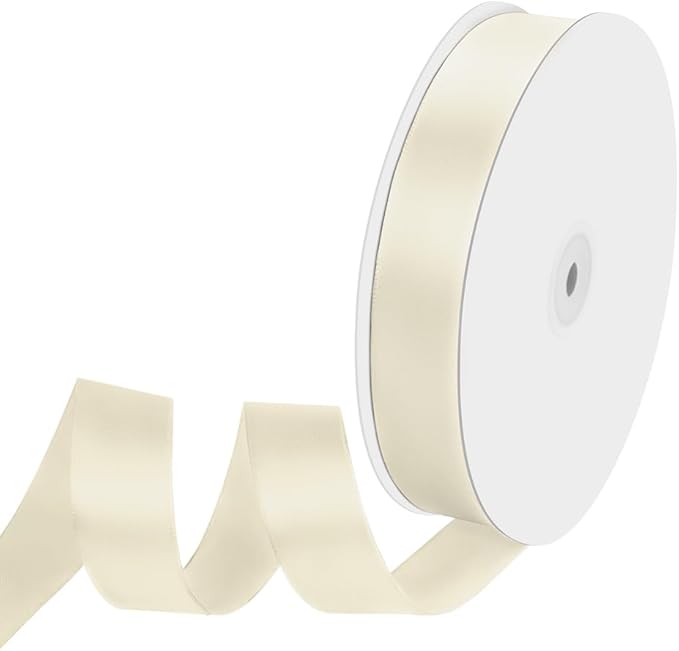 1" Width x 100 Yards Satin Ribbon, Ivory Ribbon Perfect for DIY Craft, Bows, Gift Wrapping, Flower Bouquet, Valentine's Day, Christmas and Party Decoration
