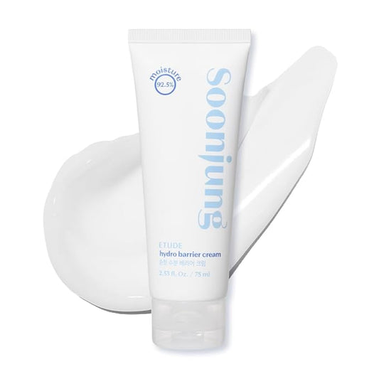 ETUDE Soonjung Hydro Barrier Cream Tube Type, Face Moisturizer for Sensitive Skin, Moisturizing and Soothing Cream, 92.2% Hydrating Ingredients, Low pH Level 5.5, Korean Skin Care, Beauty (2.53 Fl Oz)
