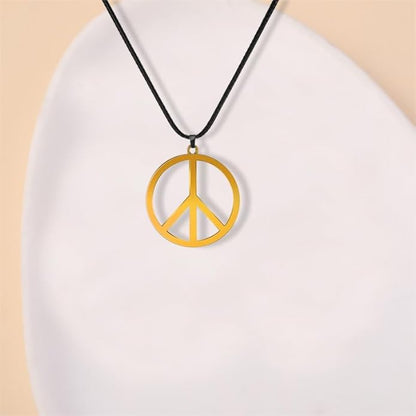 Love Peace Sign Necklaces for Women Men Alloy Vintage Retro Hippie Style Peace Sign Pendant Necklaces Handmade Adjustable Rope 60s or 70s Party Accessories Jewelry Gifts