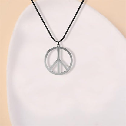 Love Peace Sign Necklaces for Women Men Alloy Vintage Retro Hippie Style Peace Sign Pendant Necklaces Handmade Adjustable Rope 60s or 70s Party Accessories Jewelry Gifts