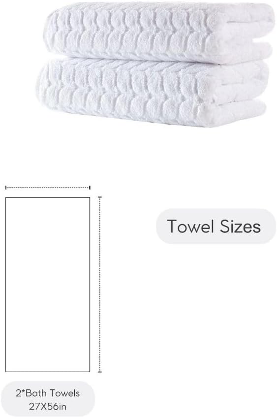 BAGNO MILANO Turkish Bath Towels, Soft Plush Jacquard Luxury Bath Towels, Quick Dry Towel Set (White, 2 pcs Bath Towel Set)